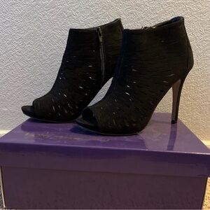 Madden Girl Black Peep-Toe Heeled Boots